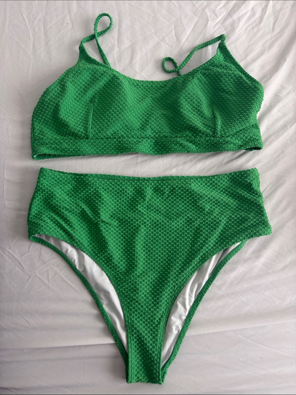 Source Unknown Bright Green Textured Two-Piece Bikini